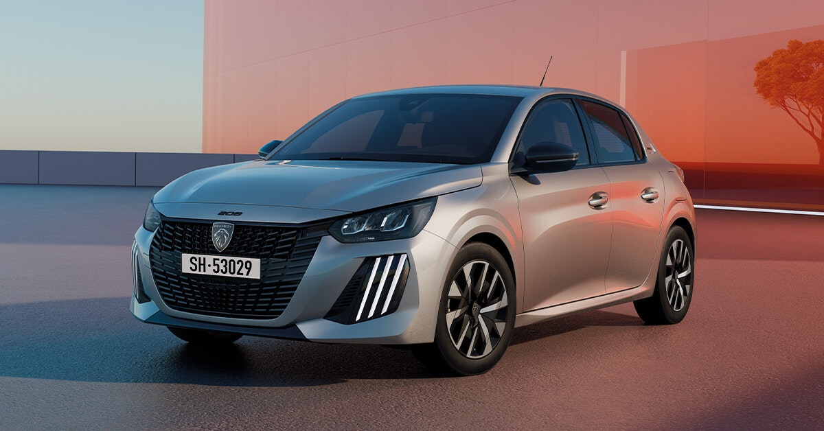 null Peugeot 208 grigia dall'esterno