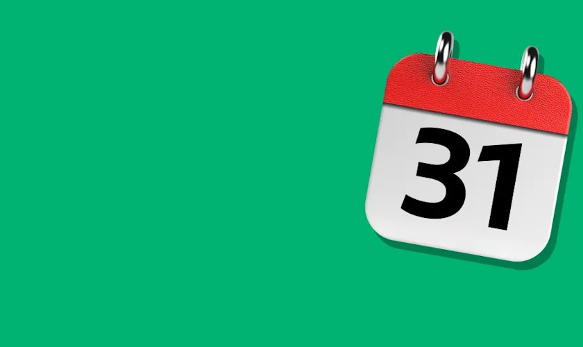 null Kalendersymbol auf grünem Hintergrund